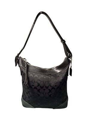 Vintage COACH Chelsea Signature Slim Duffel Bag Black Jacquard #6346